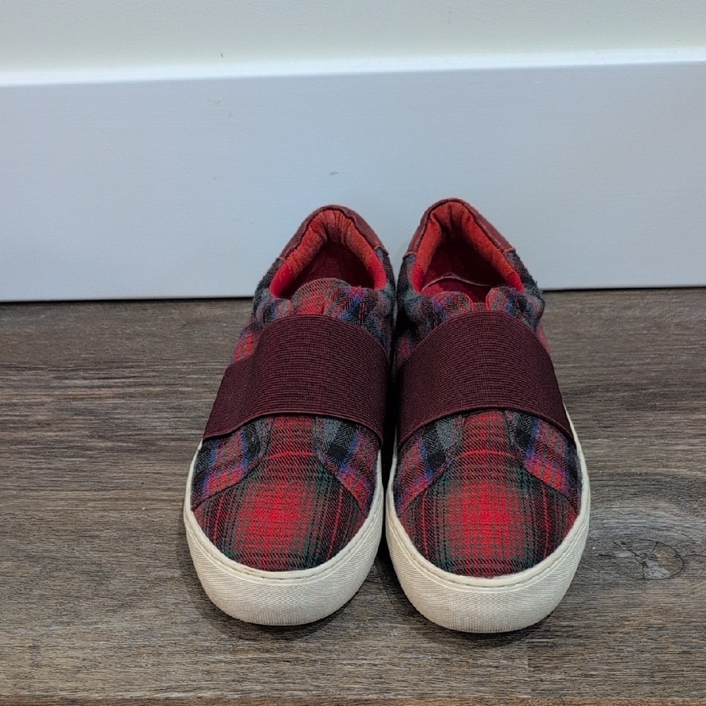 Plaid Shoes with Elastic Strap